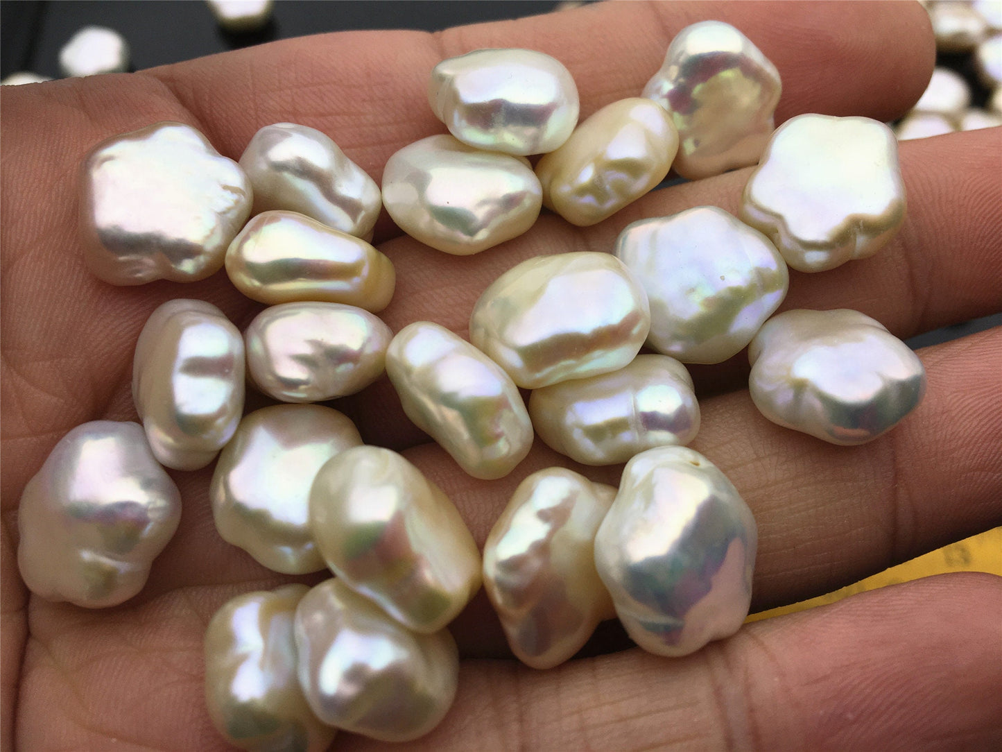 Rare!AAA 13-14mm Wite/Pink THICK Flower White Pearl,Freshwater pearl Butterfly, for your design,Cultured Pearls Maggie Designs,ZS-17-15