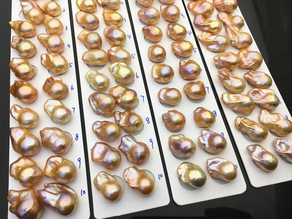 1 pair AAA 13-15mm Natural pink peach Rainbow Flame ball Pearl Pairs - large Baroque freshwater pearl pairs,Fire Ball Pearl,FL15-3A-8-29