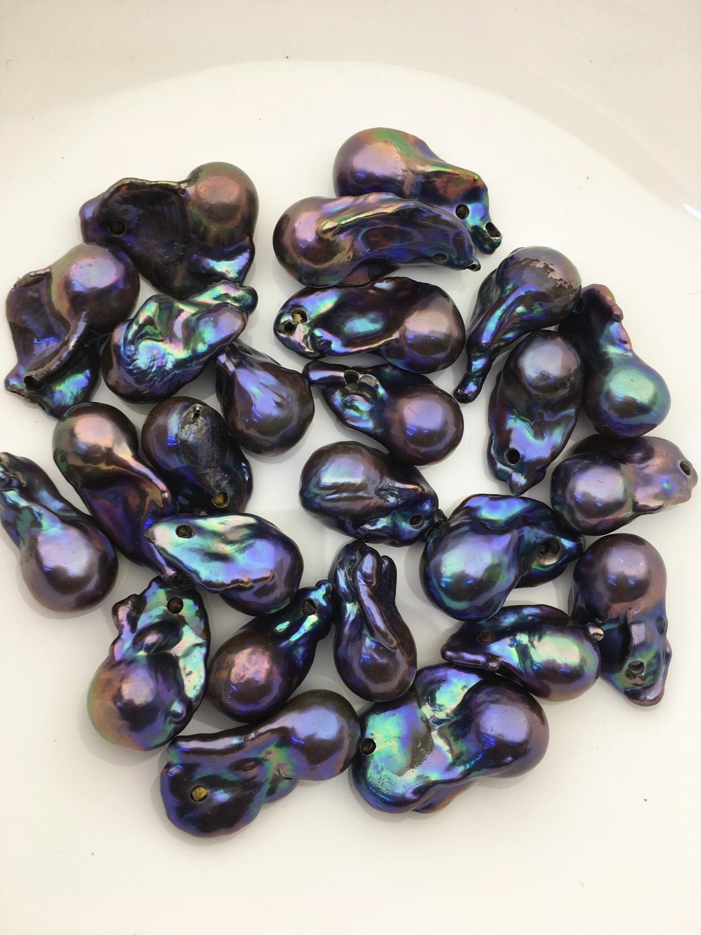10pcs AA+ 14-20mm big blue black flame ball pearl,2.2mm large hole,FL15-T4-14