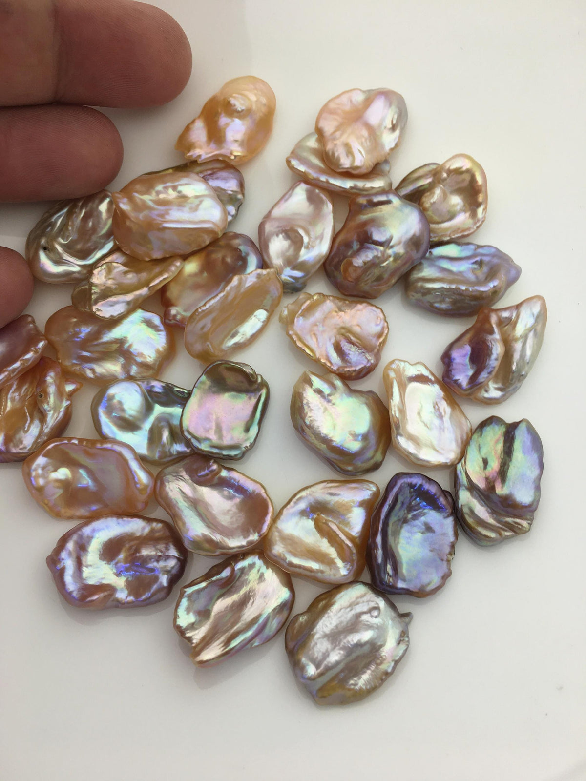30pcs AAA 13-16mm natural mix color rainbow keshi Freshwater Pearls,no hole,ZS-127-1-16