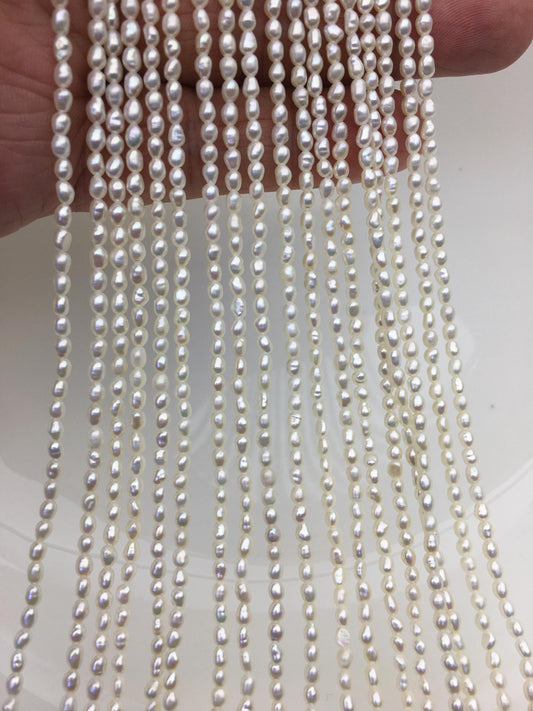 AA+ 2.5-2.8*3-4mm white rice pearls,oval loose pearl beads,diy pearl,genuine pearl,Cultured pearl,diy pearl beads,LR2-2A-1