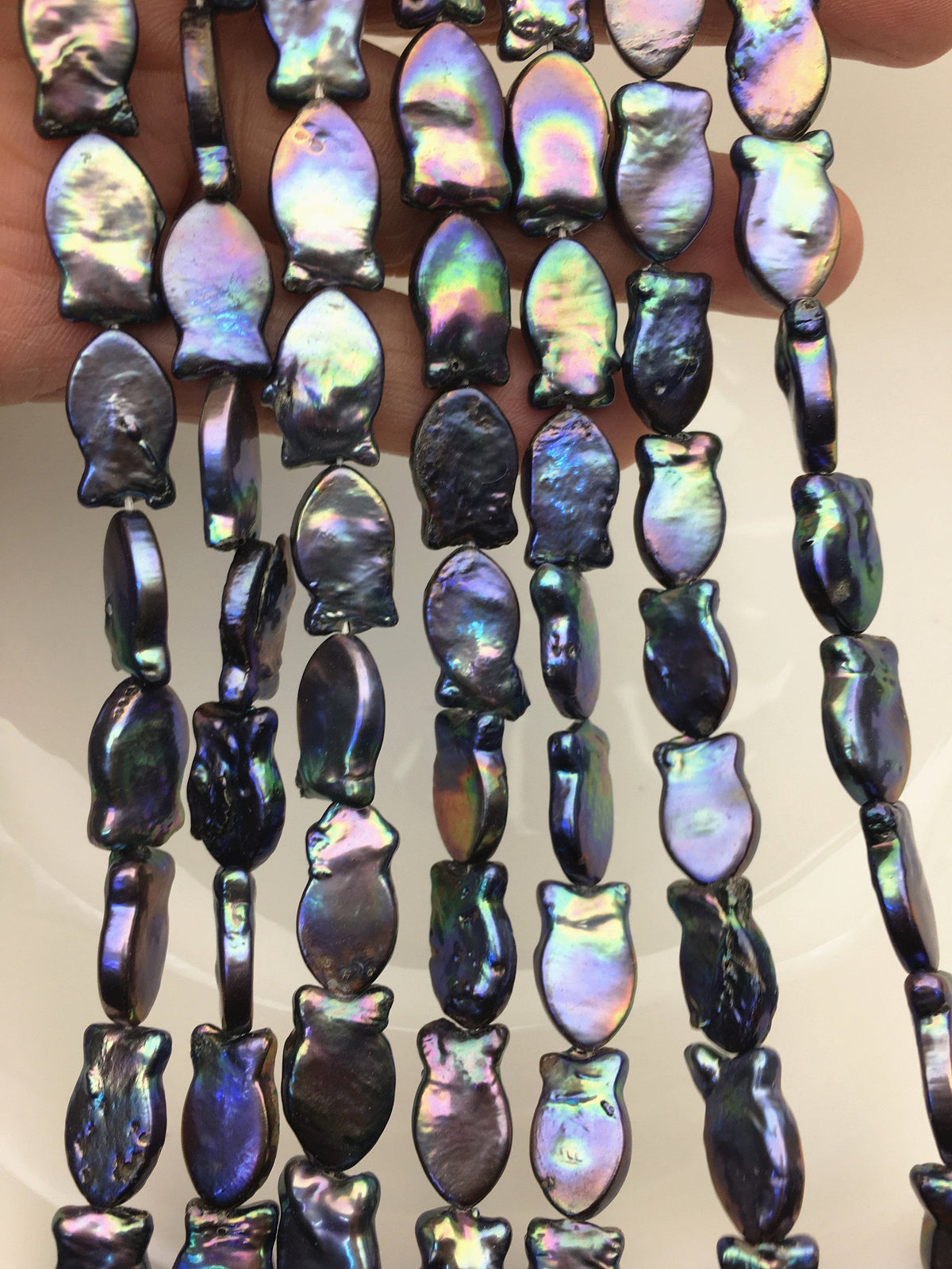 AA 10-12mm Blue Black Fish Shape Freshwater Pearls ,ZS-119-36