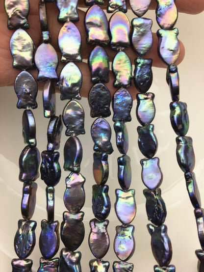 AA 10-12mm Blue Black Fish Shape Freshwater Pearls ,ZS-119-36