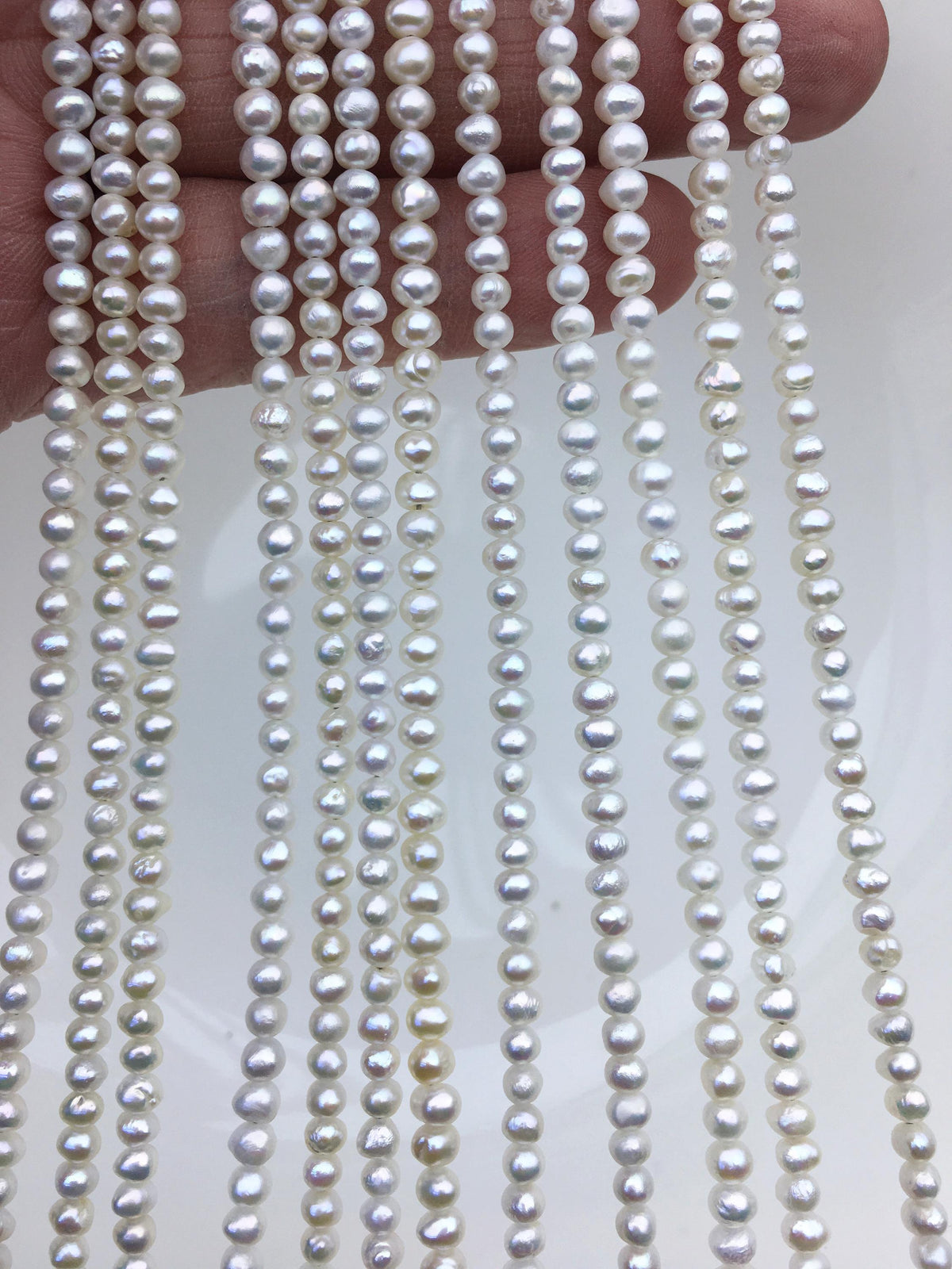 AA+ 3.5-4mm tiny white button pearls,full strand,Rondelle pearl Beads,white freshwater pearl,loose strands,SM3-2A-3
