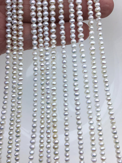 AA+ 3.5-4mm tiny white button pearls,full strand,Rondelle pearl Beads,white freshwater pearl,loose strands,SM3-2A-3