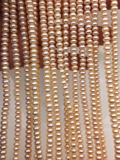 AAA 5-6mm pink button round freshwater pearls,Rondelle pearl Beads,white freshwater pearl,loose strands,SM5-T1