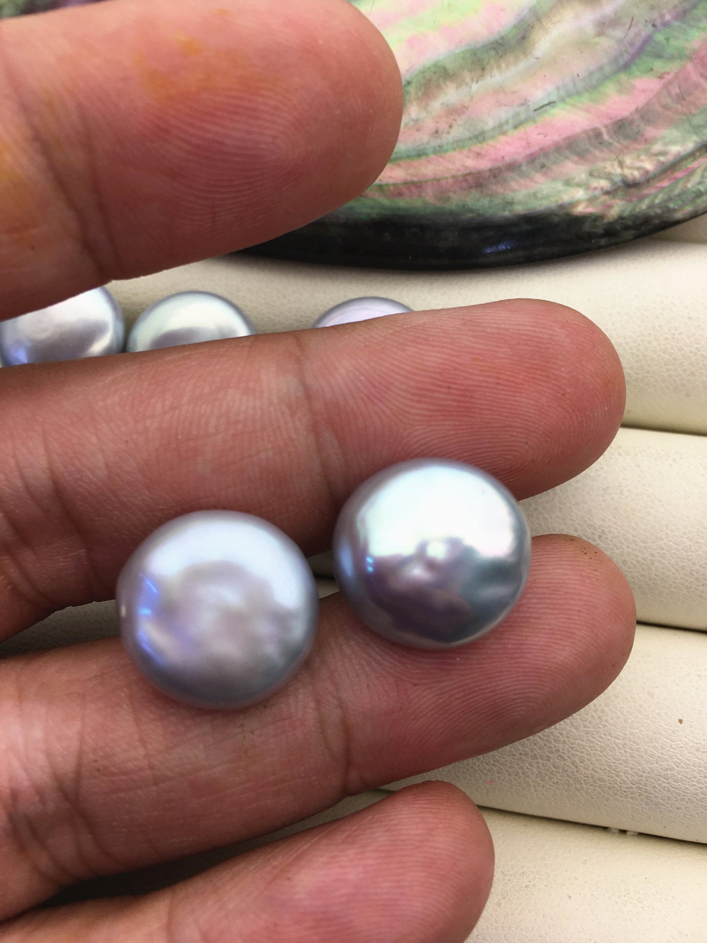 1 pair AAA 14-15mm Gray Coin Fresh Water pearl stud earrings,S925 Sterling Silver,dangle pearl earrings,SE3-T15