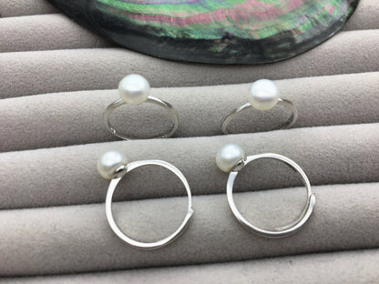 AAA white Pearl Genuine Sterling silver ring,anniversary ring,wedding rings for women,sterling silver 925 open ring jewellery,R1-042