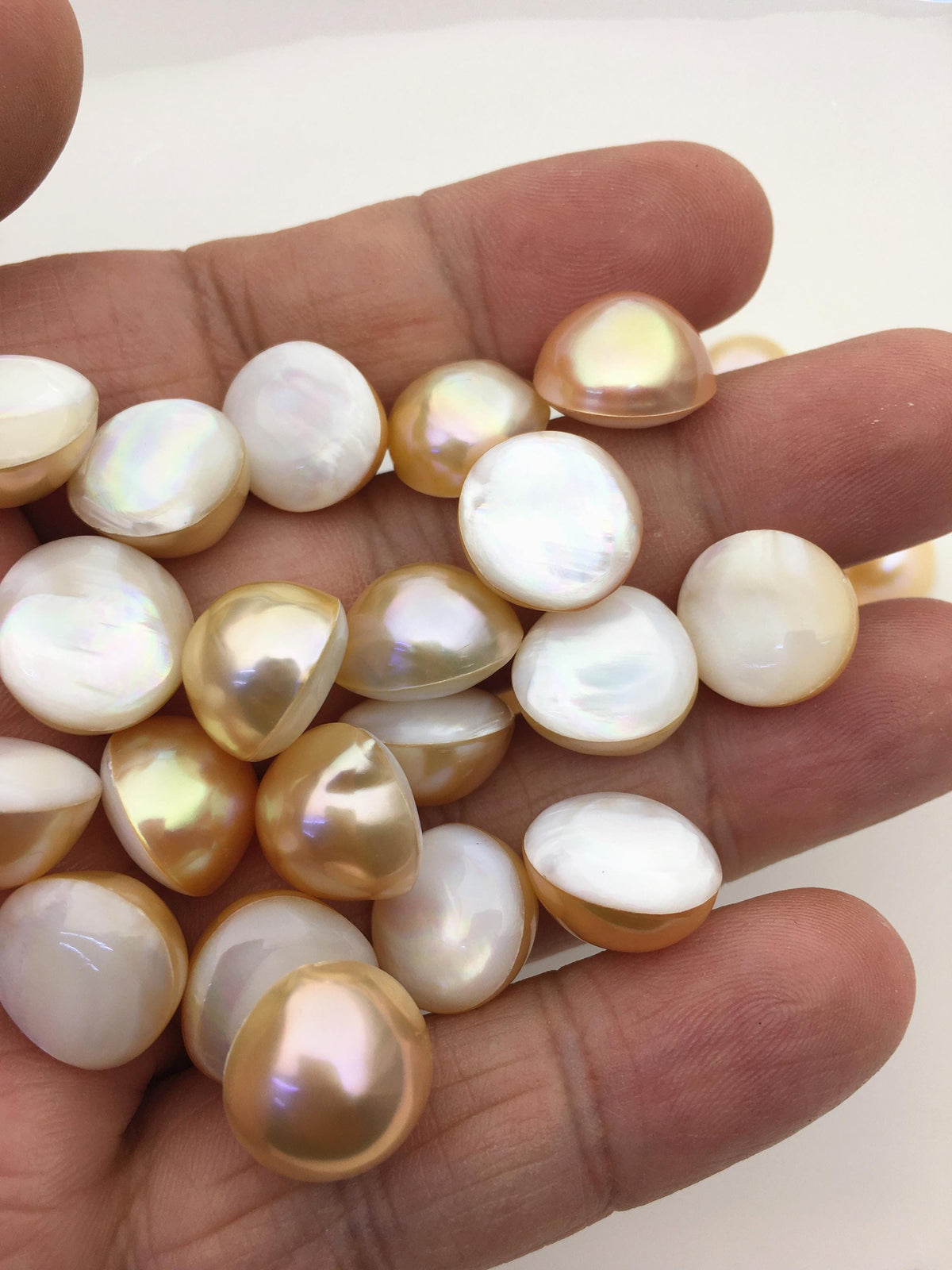 19pcs AAA 13-14mm Natural Orange Baroque Mabe Freshwater Pearls,no hole,MB-T59