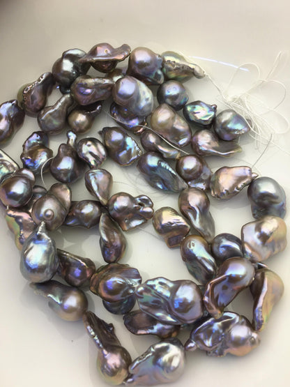 15.5'' AAA- 13-17mm Gray flame ball pearl,FL15-3A-7-3