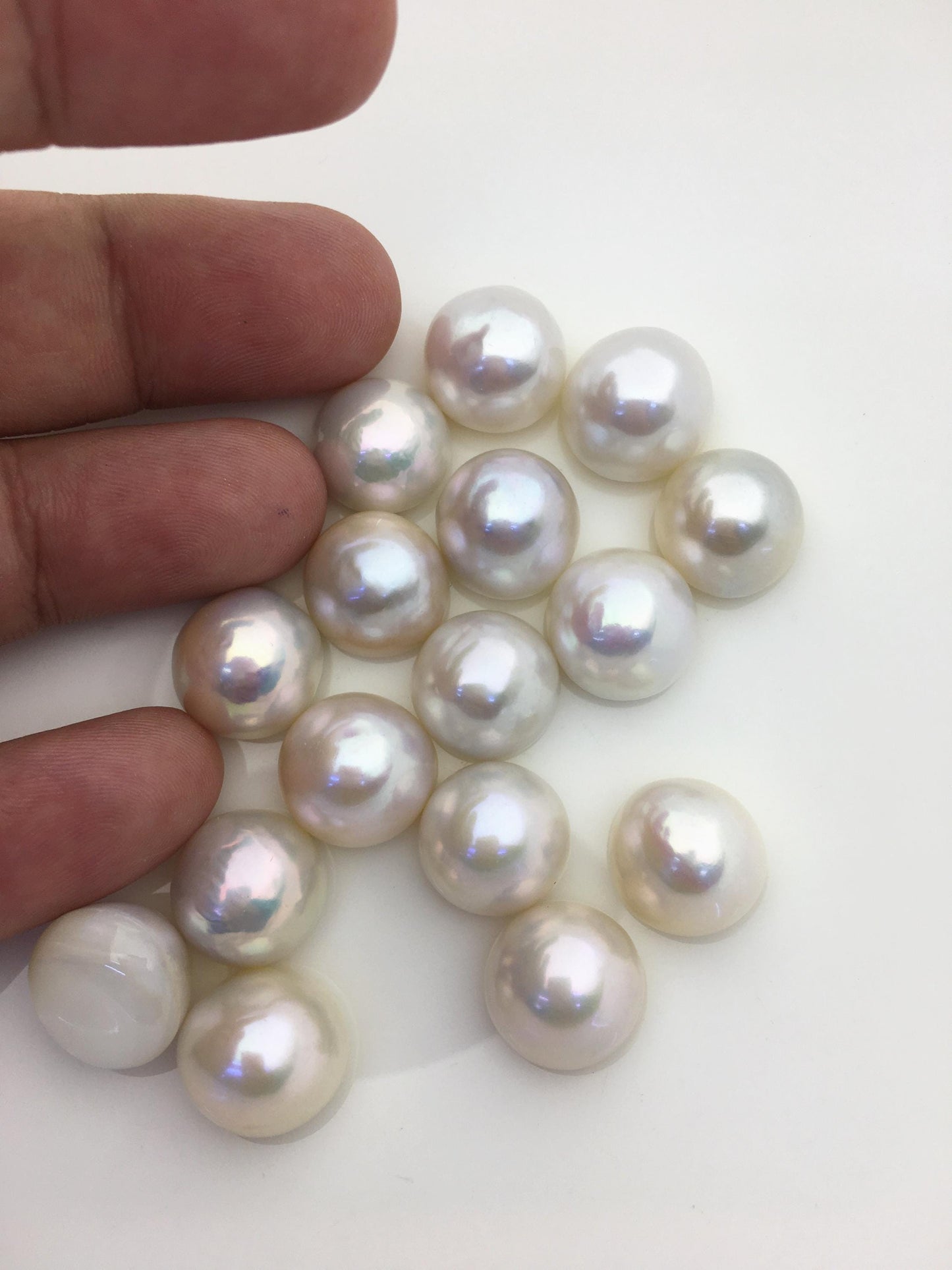 16pcs AAA 14-15mm white Baroque Mabe Freshwater Pearls,no hole,MB-T21
