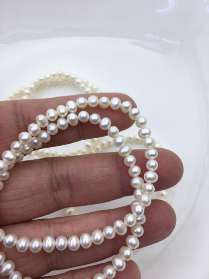 1pc AAA 7'' 4-5mm white potato Freshwater pearl Elastic string Bracelet,B8-009