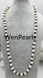 10mm Potato Pearl and leather necklace,Genuine Freshwater Pearl Necklace,white pearl necklace,wholesale,Le3-043