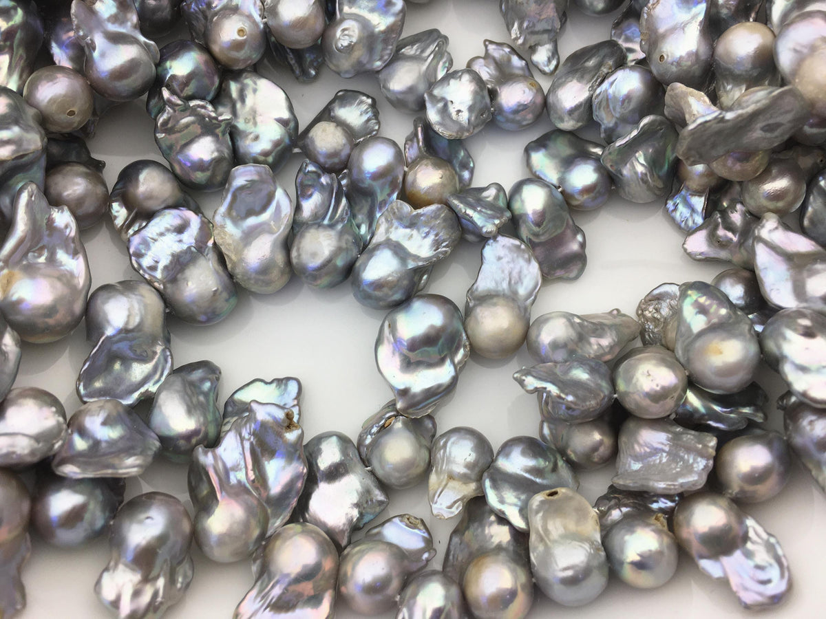15.5'' A 12-15mm gray flame ball pearl,FL15-2A-5-57