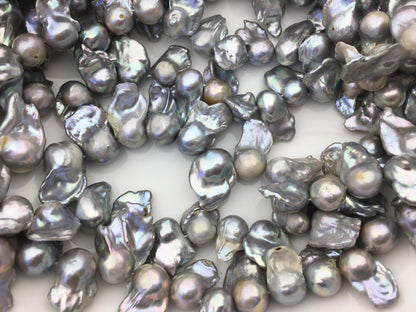 15.5'' A 12-15mm gray flame ball pearl,FL15-2A-5-57