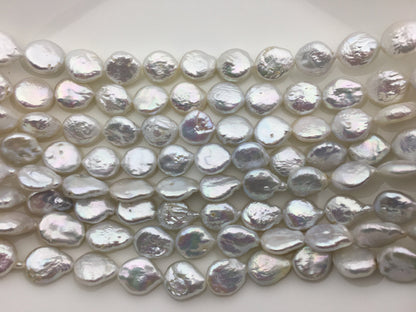 AA 12-13mm White Coin freshwater pearls,diy bead,flat round pearl bead,COIN12-2A-2-20