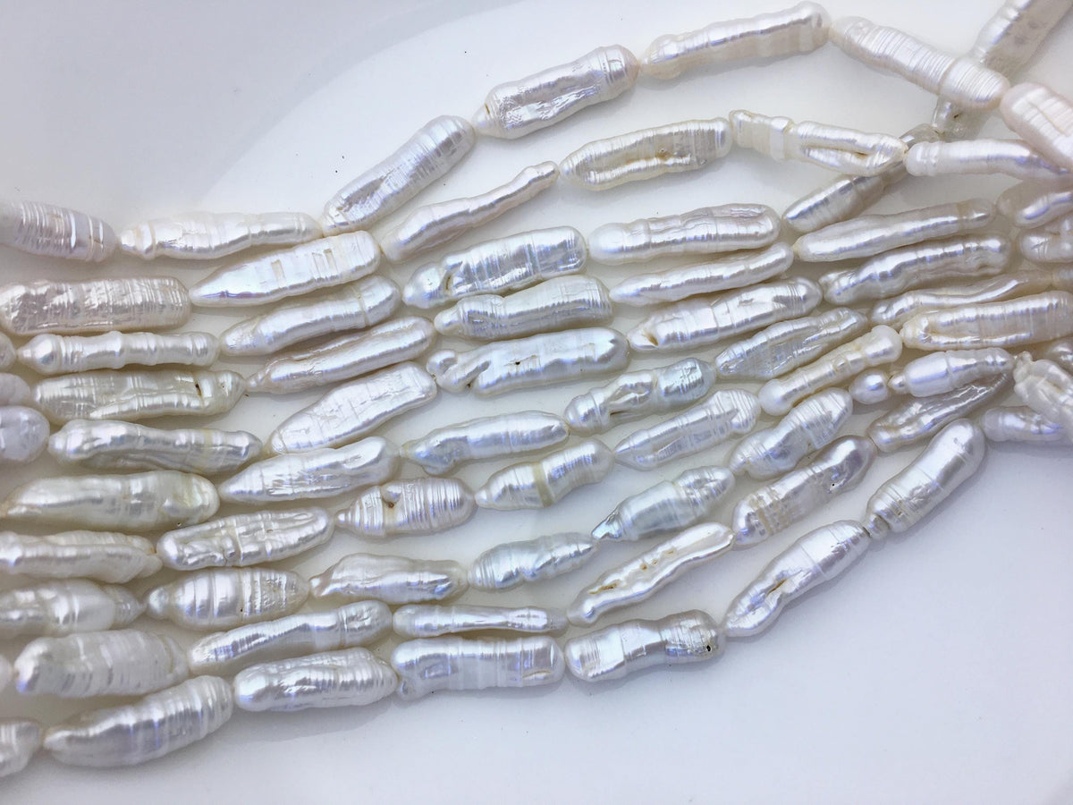 AA 6-9mm white Thick Keshi Biwa Pearl Necklace,ZS-200-120-12