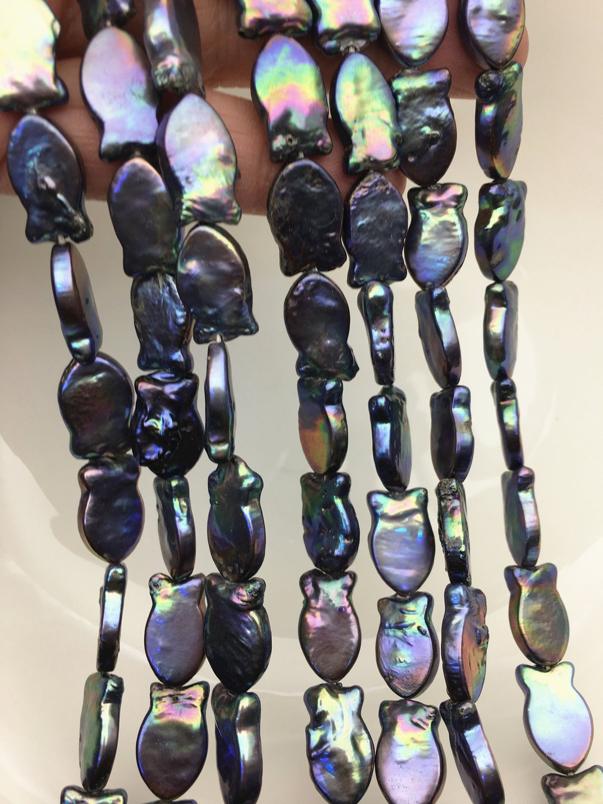 AA 10-12mm Blue Black Fish Shape Freshwater Pearls ,ZS-119-36
