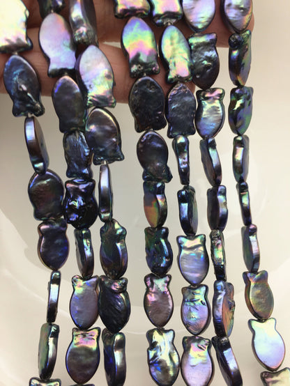 AA 10-12mm Blue Black Fish Shape Freshwater Pearls ,ZS-119-36