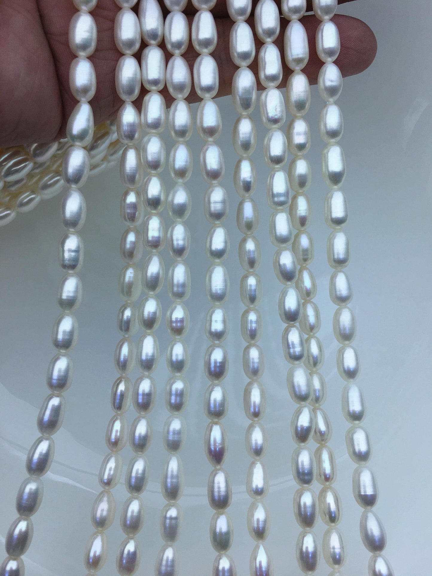 AAA 5.5-6x7-9mm white long rice freshwater pearls,Freshwater Pearl Rice Beads,LR5-3A-53