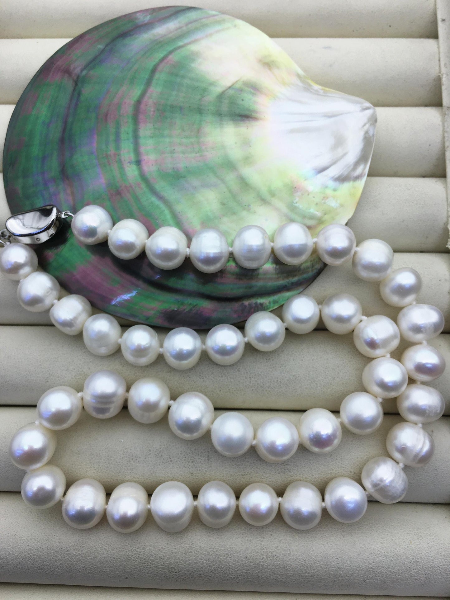 17.5 inches AA+ 9.3-10.3mm potato pearl Necklace,white Pearl necklace,NPN1-040
