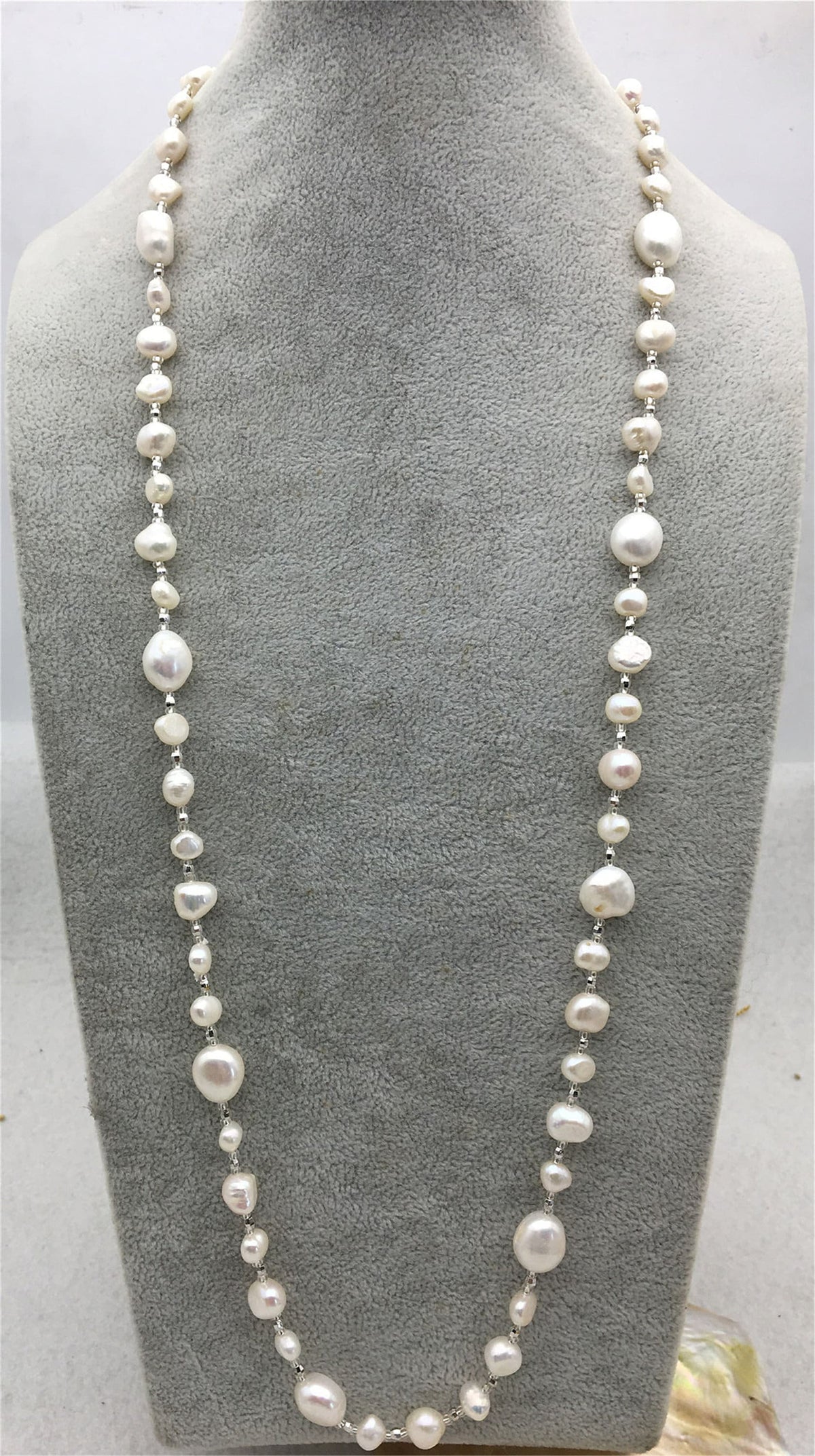 30 inches white nugget pearl Long Necklace,white Pearl necklace,NPN1-081