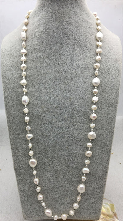 30 inches white nugget pearl Long Necklace,white Pearl necklace,NPN1-081