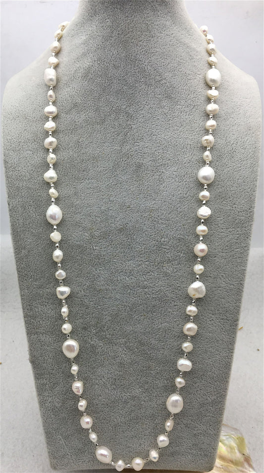 30 inches white nugget pearl Long Necklace,white Pearl necklace,NPN1-081