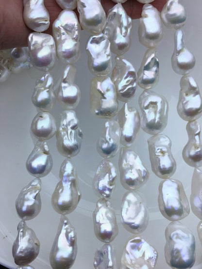 15.5'' AA 12-15mm white flame ball pearl,FL15-2A-5-6