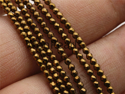 Hematite Brown,2mm Faceted Round,AAA,180 beads,15.5 inches,G50-R2-007