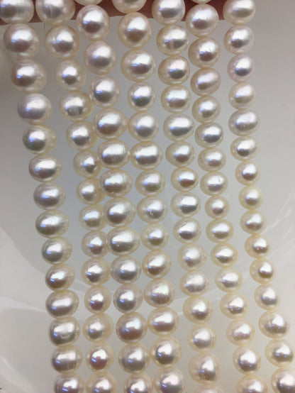 AA+ 7.3-8.3mm white potato freshwater pearls, Heirloom White Fresh Water Pearls,CR8-2A-3
