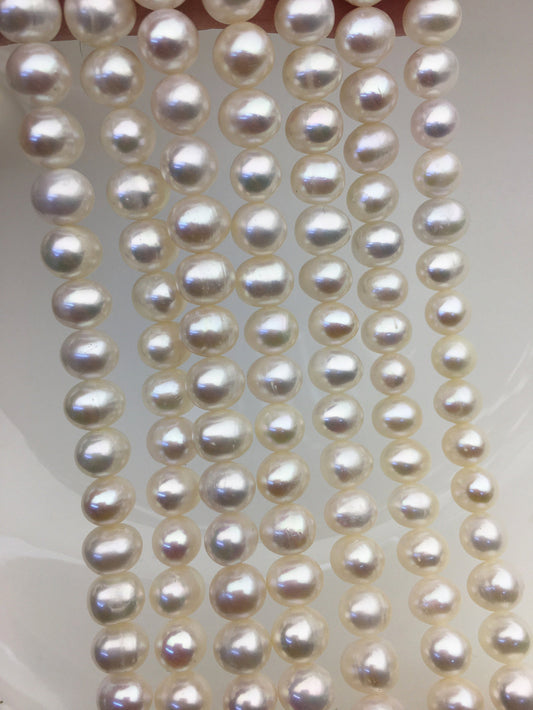 AA+ 7.3-8.3mm white potato freshwater pearls, Heirloom White Fresh Water Pearls,CR8-2A-3