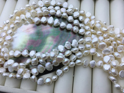 72 inches AA+ 8x9mm white nugget pearl Necklace,NPN1-027