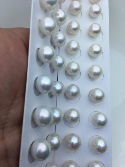 2 pairs AAA 12-13mm White Round edison freshwater pearl,no hole, RP12-3A-1