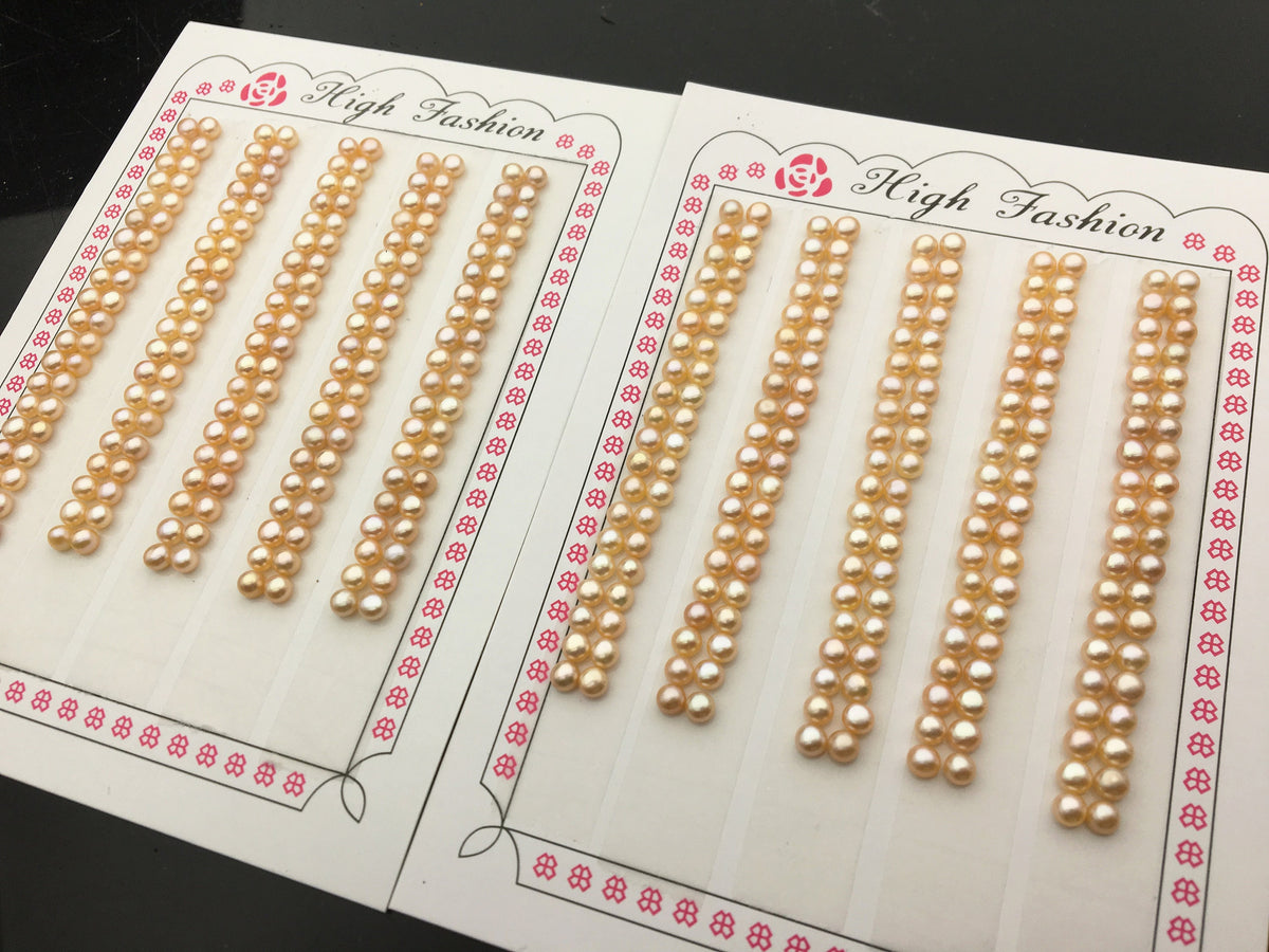 AAA 3-3.5mm Pink Seed Button freshwater Pearls,3A,peach color pearl stud earrings pearl,real pearl earring material,half drilled,BTN3-4A-6