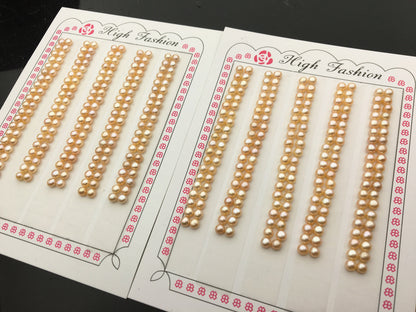 AAA 3-3.5mm Pink Seed Button freshwater Pearls,3A,peach color pearl stud earrings pearl,real pearl earring material,half drilled,BTN3-4A-6