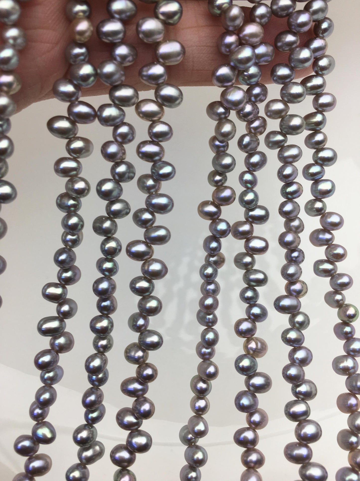 AAA 4-4.5mm gray rice freshwater pearls,Cultured white rice freshwater pearls beads strand,Valentine's Day gift,LR4-3A-47