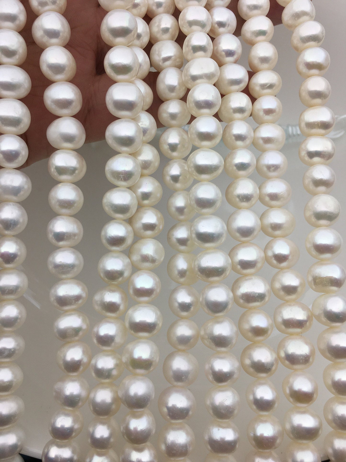 AA+ 9mm white potato freshwater pearls,freshwater potato shape pearl string,CR9-2A-5