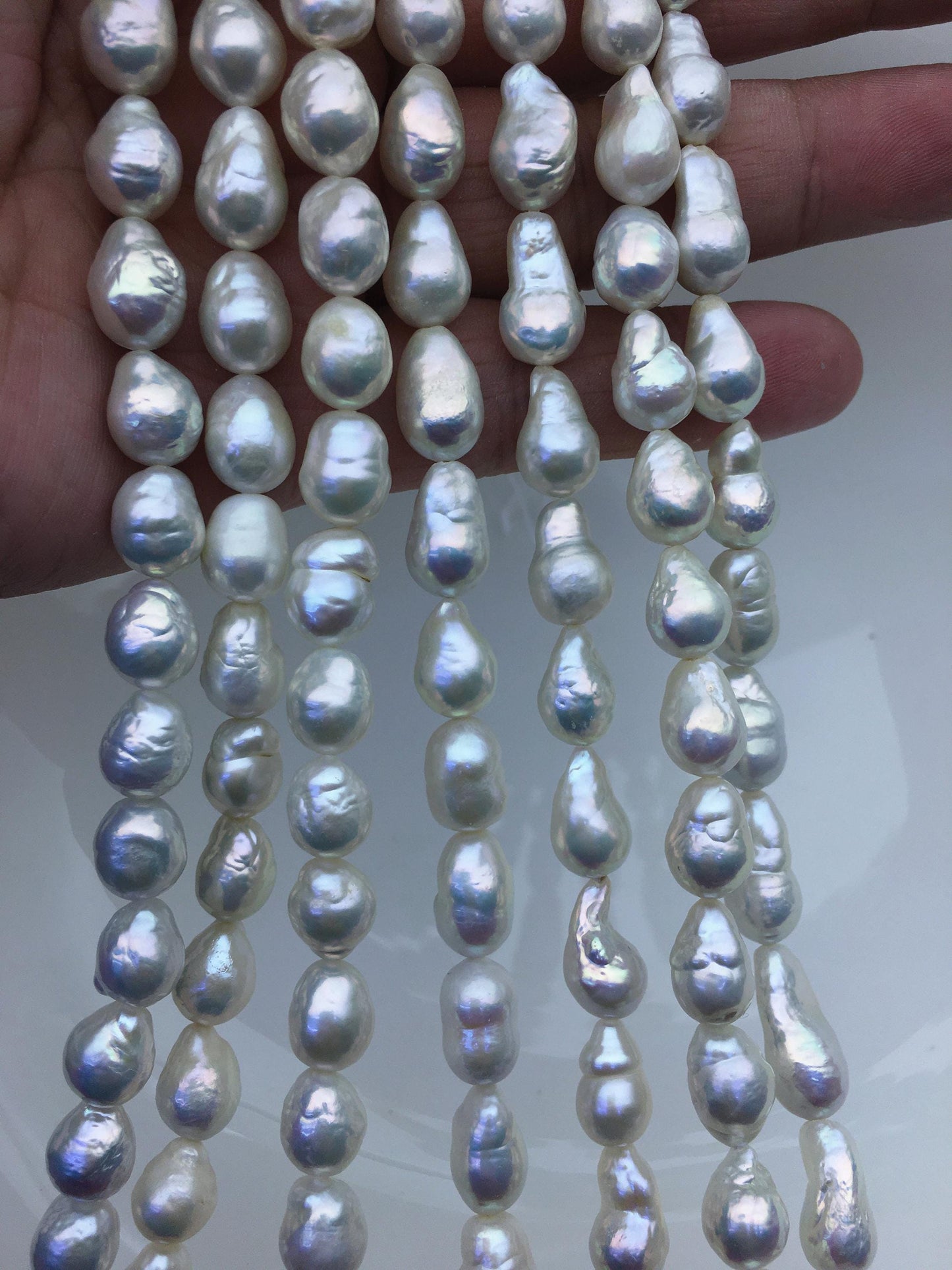AA+ 7-9mm white baroque drop Edison Freshwater Pearl,ED12-2A-5-40