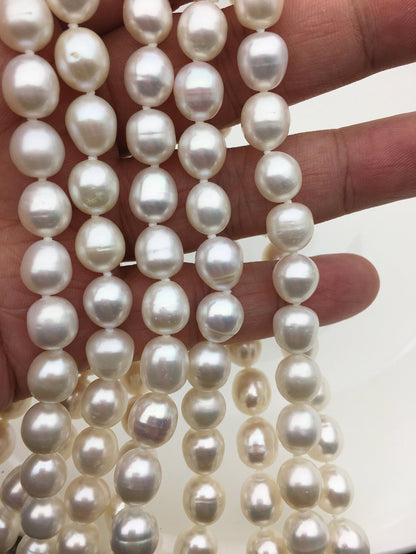 17'' AA+ 9-9.5mm big white rice pearl Necklace,NPN1-T39