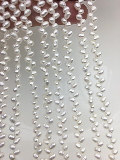 AA+ 3.5-4mm white rice pearls,full strand,oval loose pearl beads,diy pearl,genuine pearl,Cultured pearl,diy pearl beads,LR3-T2
