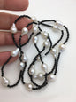 Shine!31'' AAA 7-8mm white teardrop pearl black spinel Necklace,NPN1-073