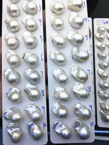 1 pair AAA 12-15x18-24mm White Flame ball Pearl Pairs - large Baroque freshwater pearl pairs,Fire Ball Pearl,FL15-3A-8-47