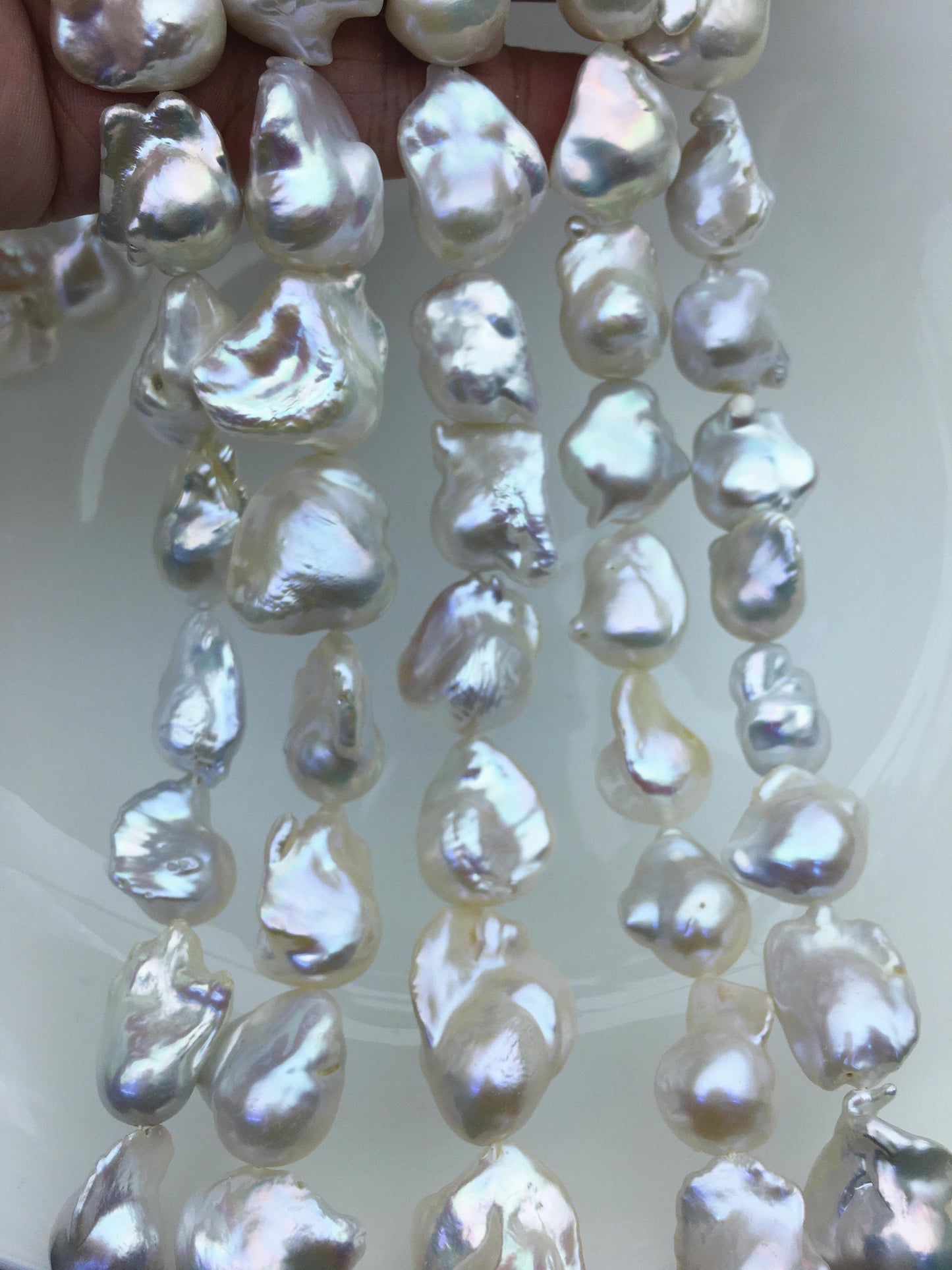 15.5'' AAA 13-17mm white flame ball pearl,FL15-3A-7-43