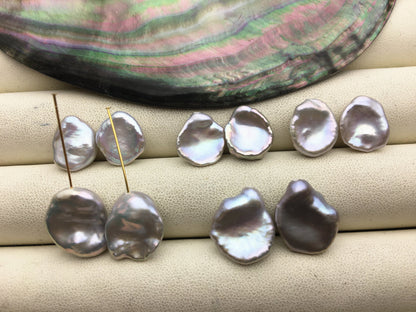 1 pair AAA 10-18mm gray long keshi pearls Pair,for make dangle earrings,baroque pearl,loose pearl beads,very high luster,ZS-127-62-14