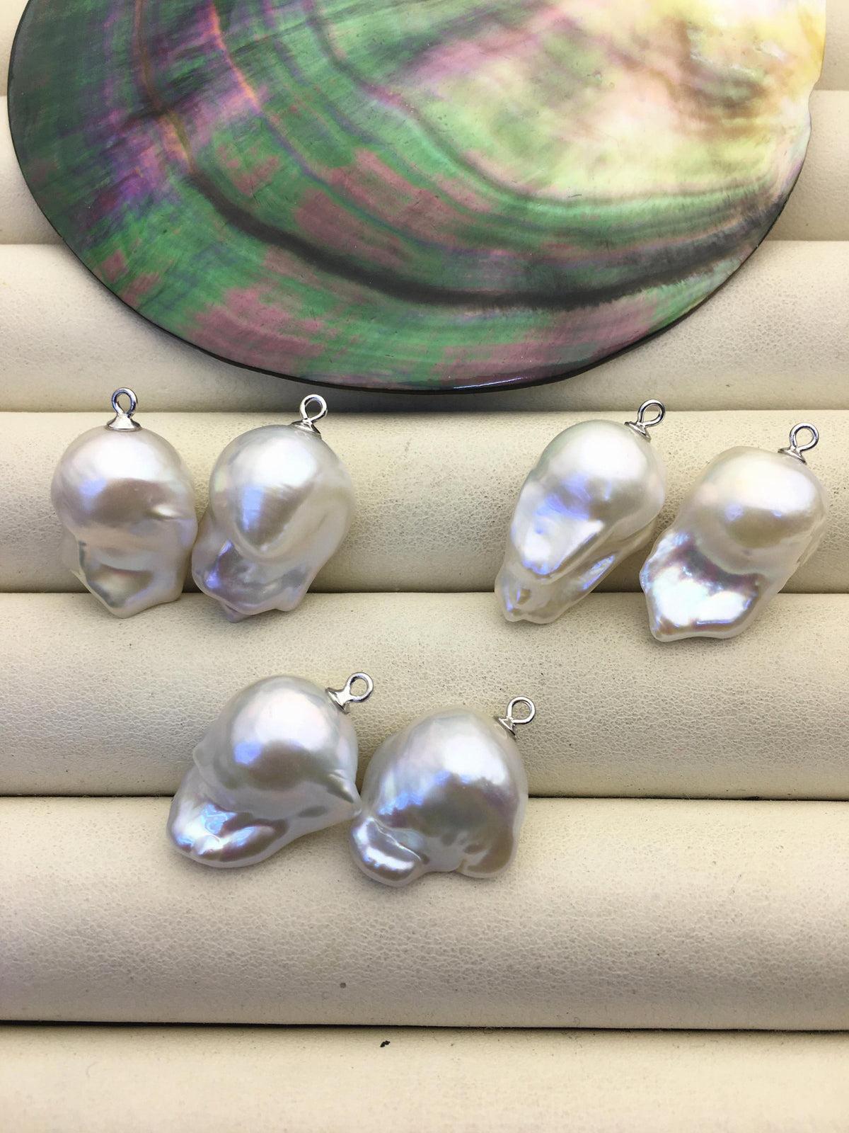 2 pairs AAA 12-17mm White Flameball Pearl Pairs - large Baroque freshwater pearl pairs,FL15-3A-11