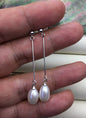 AAA 8mm White rice pearl Tassels dangle earrings,S925 Sterling Sliver pearl earrings,pearl for women,SE3-169