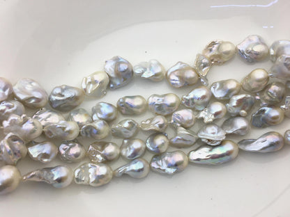 15.5'' AA 12-15mm white flame ball pearl,FL15-2A-5-30