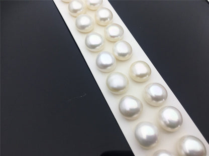 Rare!AAA 11.5-12mm White baroque button freshwater pearls,near round button pearl pairs,pearl earring,pearl stud,BTN11-2A-5