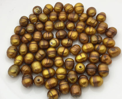 20pcs AA 11-12mm*11.3-14mm brown rice 2.2mm large hole freshwater pearls,Oval pearl,teardrop pearl,LR11-2A-7